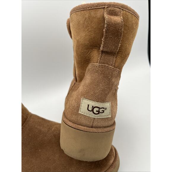 UGG CLASSIC KRISTIN WEDGE BOOTIE BOOT SHORT ANKLE CHESTNUT BROWN BOOT US 10 - Picture 2 of 16